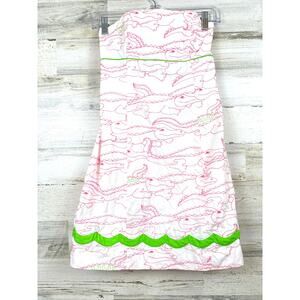 Lilly Pulitzer Womens 2 Multi Franco Alligator Strapless Mini Dress Embroidered